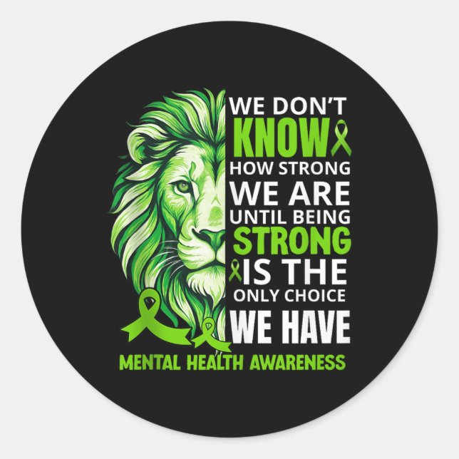 Adesivo Lion Motivation Green Ribbon Mental Health Aware (Frente)