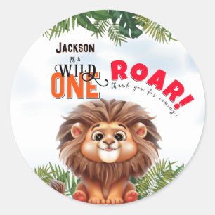 Adesivo Lion Safari Wild One Aniversário de criança