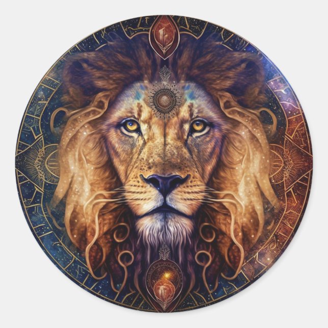 Adesivo Lion Spirit Mandala Arte Visionária (Frente)