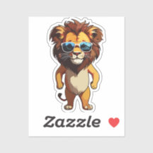 Lion Sticker with Aviator Sunglasses