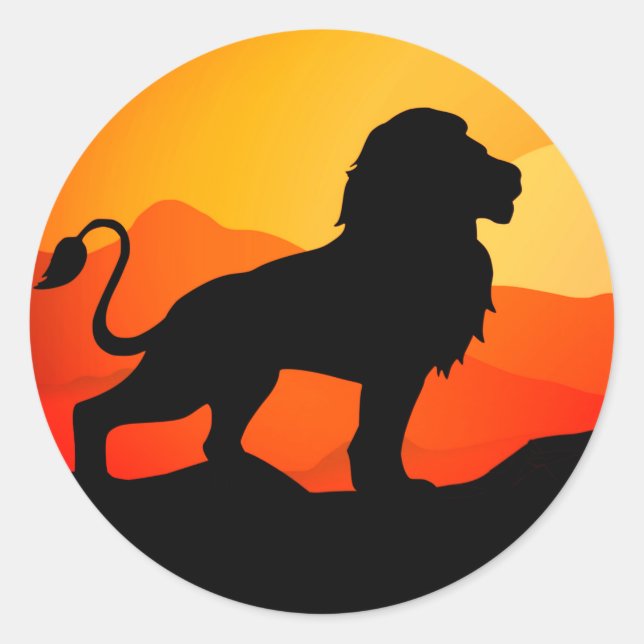 Adesivo Lion Sunset Silhouette Illustration-34656 (Frente)