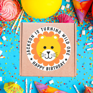 Adesivo Lion Wild One Jungle Safari Animal Aniversário de 