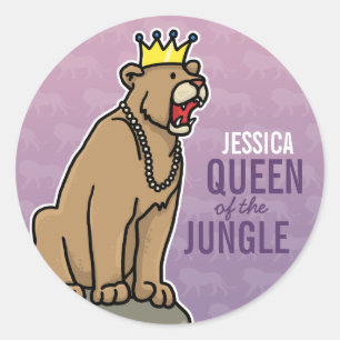 Adesivo Lioness Queen of the Jungle, adicione o nome da cr