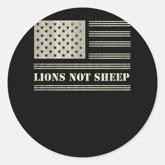 Adesivo Lions Not Sheep USA Flag Independence Day (Frente)