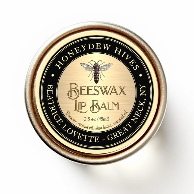 Adesivo Lip Balm Label Queen Bee Metallic Dourado e Black (Criador carregado)