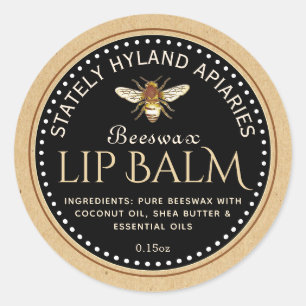 Adesivo Lip Balm Mini Label Kraft em Preto