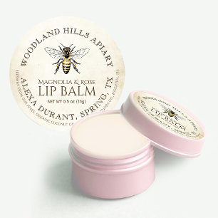 Adesivo Lip Balm Queen Bee em Pergaminho de Marfim Antiqua