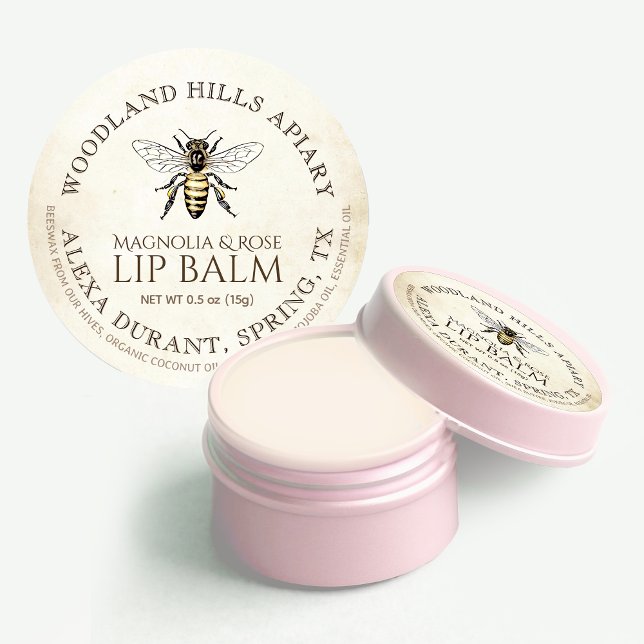 Adesivo Lip Balm Queen Bee em Pergaminho de Marfim Antiqua (Criador carregado)