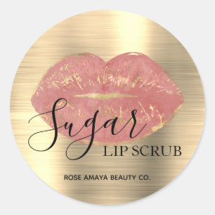 Adesivo Lip De Açúcar Dourado Cor-de-rosa moderno escrut