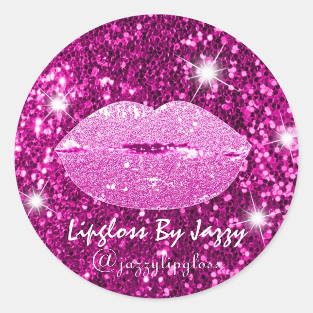 Adesivo Lipgloss Makeup Packaging Girly Glitter Rosa (Frente)