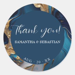 Adesivo Líquido de abstrato Dourado no Marble Azul