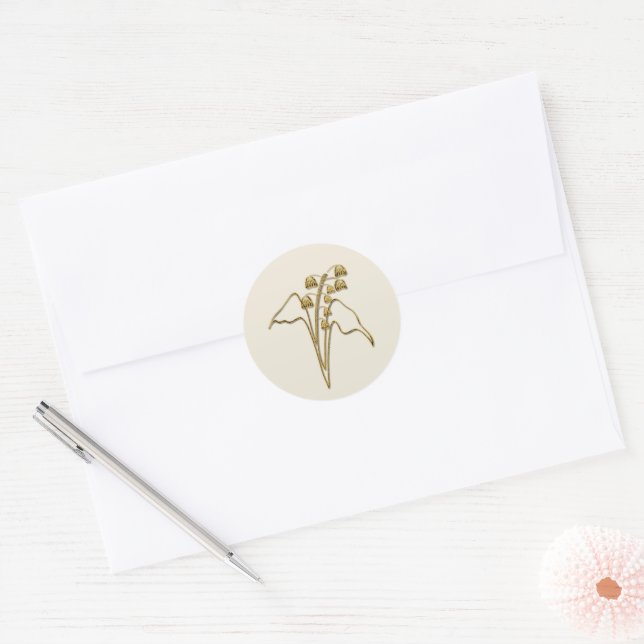Adesivo Lírio do Vale Dourado de Maio (Envelope)