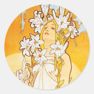Adesivo Lírio do vintage por Alphonse Mucha