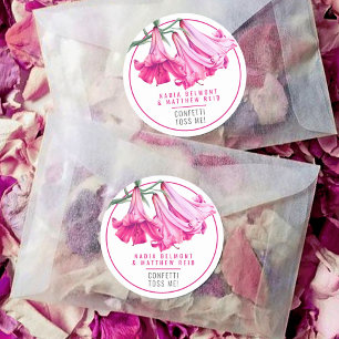 Adesivo Lírio trombeta rosa arte floral confete de casamen