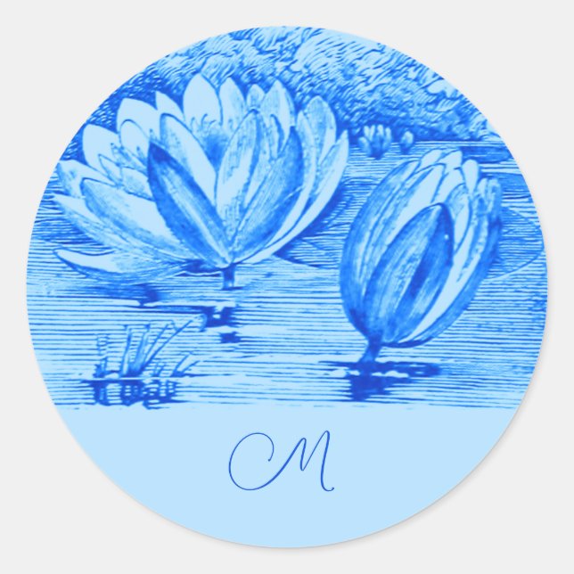 Adesivo lírios de safra - azul monograma (Frente)