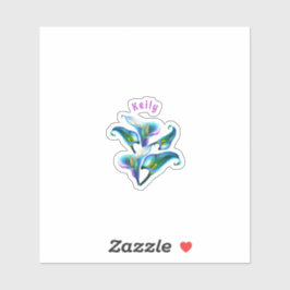 Adesivo Lírios Holográficos Holográficos Azuis Iridescente