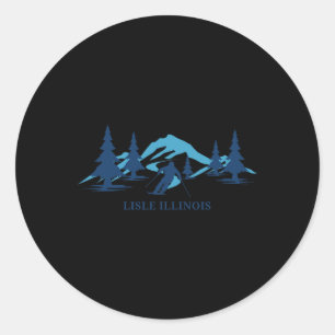 Adesivo Lisle Illinois Ski Resort Skiing Skiier