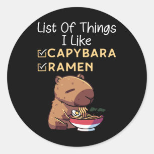 Adesivo Lista De Coisas Que Gosto De Ramen E Capybara Funn