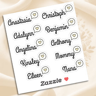 Adesivo Lista de Convidados 10 Nomes Bolha de Fala Amarela