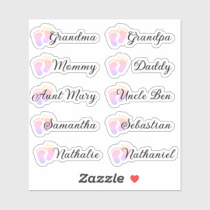 Adesivo Lista de Convidados 10 Nomes Caligrafia Pegadas do