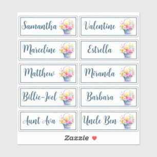 Adesivo Lista de Convidados Personalizada 10 Nomes Bouquet