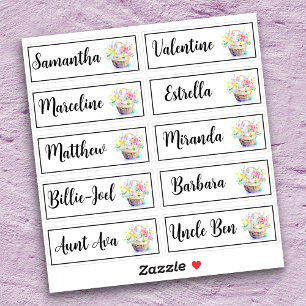 Adesivo Lista de Convidados Personalizada 10 Nomes Flower 