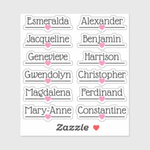 Adesivo Lista de Convidados Personalizada 12 Nomes Rosa Co