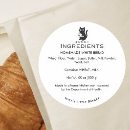 Adesivo Lista de Ingredientes da Padaria de Croissant de G