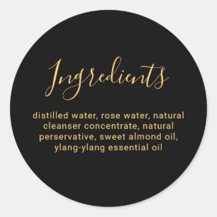 Adesivo Lista De Ingredientes De Beleza Dourada E Preta De