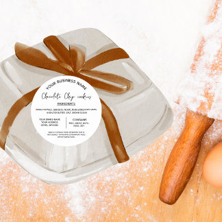 Adesivo lista de ingredientes de biscoitos de chocolate em