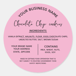 Adesivo lista de ingredientes de biscoitos de chocolate em