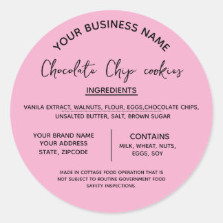 Adesivo lista de ingredientes de biscoitos de chocolate em