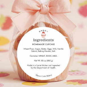 Adesivo Lista de Ingredientes de Cupcake de Morango Rústic