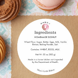 Adesivo Lista de Ingredientes de Donut Rosa Rústico Fofo