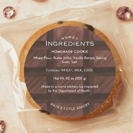 Adesivo Lista de Ingredientes de Padaria com Padrão de Bar