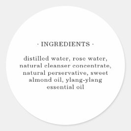 Adesivo Lista de Ingredientes de Produtos de Beleza Cosmét