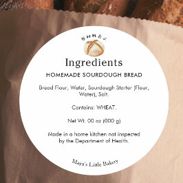 Adesivo Lista de Ingredientes de Sourdough Rústico Produto