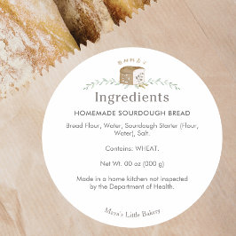 Adesivo Lista de Ingredientes do Logotipo de Pão Botânico