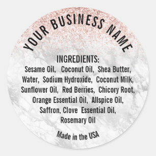Adesivo Lista de Ingredientes do Mármaco Leve Elegante