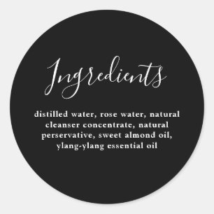 Adesivo Lista de Ingredientes do Produto Elegante Chique