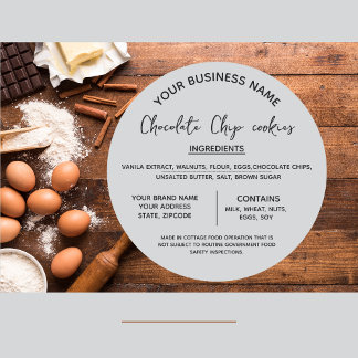 Adesivo Lista de ingredientes dos biscoitos de chocolate