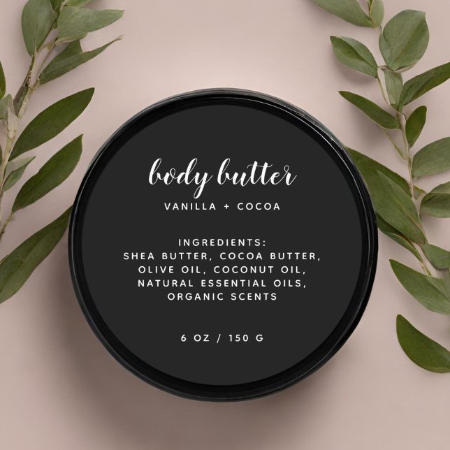 Adesivo Lista de ingredientes negros elegantes modernos (Criador carregado)