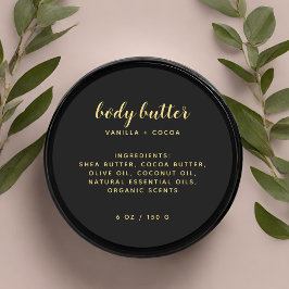 Adesivo lista de ingredientes preta elegante moderna