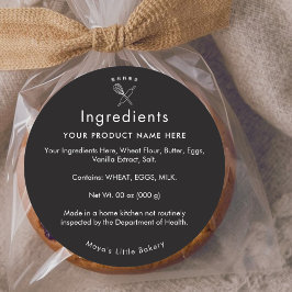 Adesivo Lista de Ingredientes Rolo de Açúcar Preto com Pin