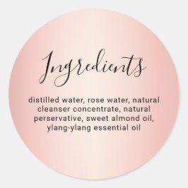 Adesivo Lista de Ingredientes Rose Gold Elegante Caligrafi
