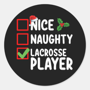 Adesivo Lista de Natal do jogador de lacrosse travesso
