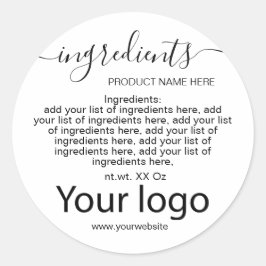 Adesivo Lista Simples de Ingredientes Pretos e Brancos Min
