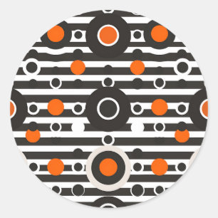 Adesivo Listra de Círculo Retro Laranja Preto