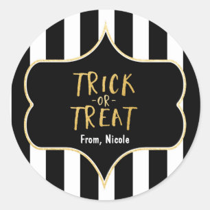 Adesivo Listrado de Halloween Gold TRUQUE OU TREAT
