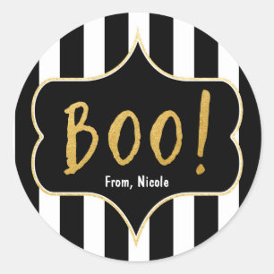 Adesivo Listrado Preto e Branco Halloween Gold BOO
